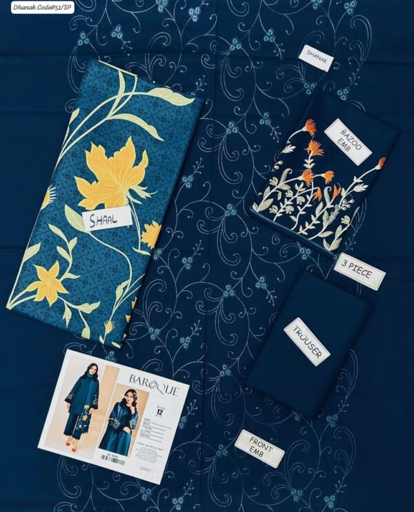 Winter Grace – Dhanak 3PC With Embroidered Sleeves & Neck Patch