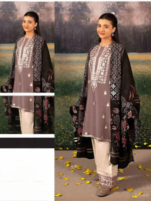 Royal Winter Charm – Dhanak 3PC With Full Embroidery & Pashmina Dupatta