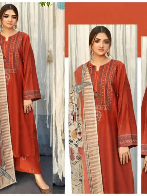 Elegant Winter Grace – Dhanak 3PC With Embroidered Details