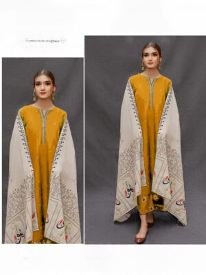 Regal Winter Elegance – Dhanak 3PC With Full Embroidery