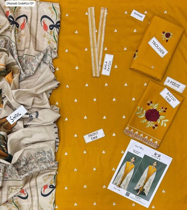 Regal Winter Elegance – Dhanak 3PC With Full Embroidery