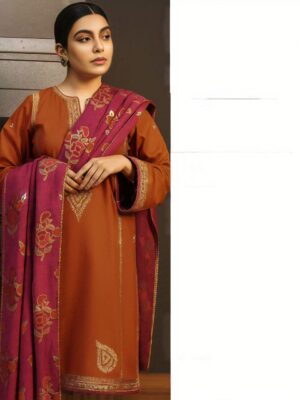 Winter Royale – Dhanak 3PC With Full Embroidery