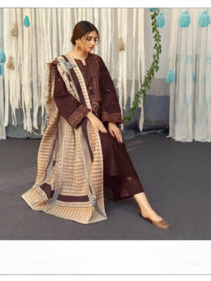 Regal Winter Embroidered – Dhanak 3PC With Neck & Trouser Embroidery