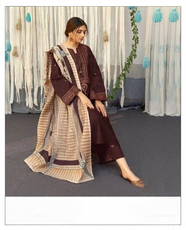 Regal Winter Embroidered – Dhanak 3PC With Neck & Trouser Embroidery