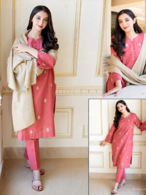 Winter Luxe Charm – Dhanak 3PC With Full Embroidery