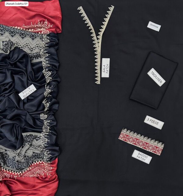 Winter Classic Charm – Dhanak 3PC With Neck, Sleeve & Daman Patches