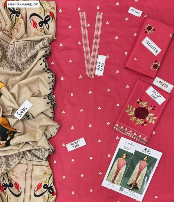 Winter Royale Elegance – Dhanak 3PC With Full Embroidery & Neck Patch