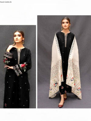 Winter Elegance Supreme – Dhanak 3PC With Full Embroidery & Neck Patch