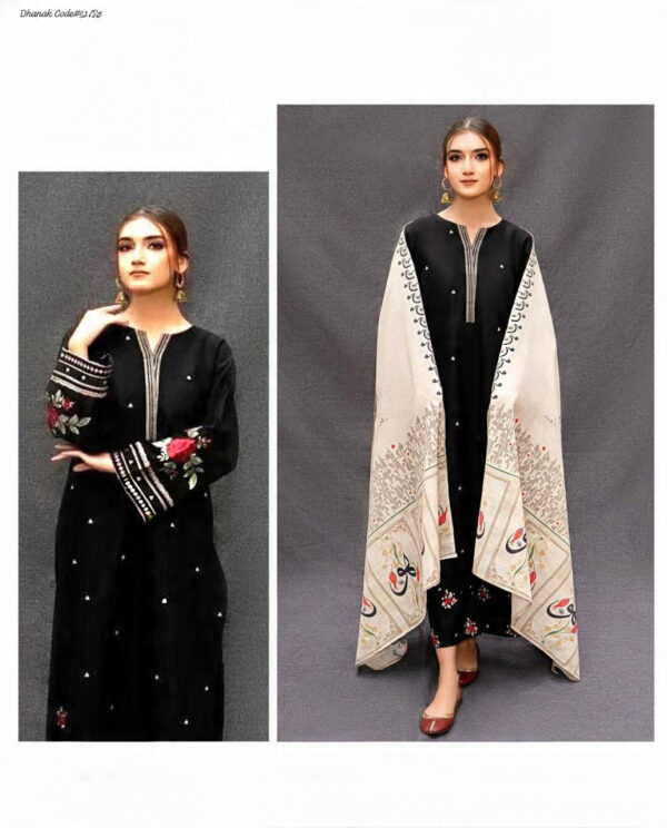 Winter Elegance Supreme – Dhanak 3PC With Full Embroidery & Neck Patch