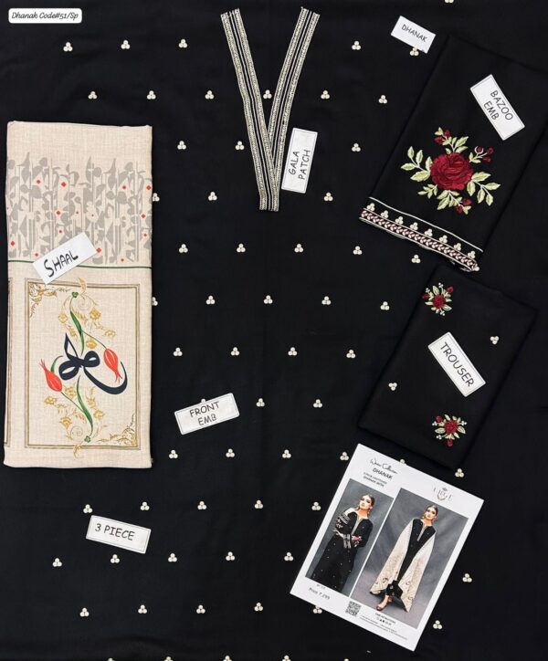 Winter Elegance Supreme – Dhanak 3PC With Full Embroidery & Neck Patch