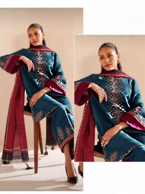 Winter Charm Deluxe – Dhanak 3PC With Patches & Dyed Details