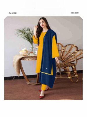 Winter Grace Luxe – Dhanak 3PC With Neck Patch & Embroidered Shawl