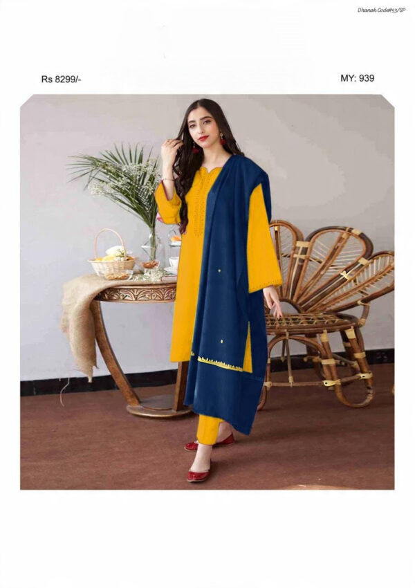 Winter Grace Luxe – Dhanak 3PC With Neck Patch & Embroidered Shawl