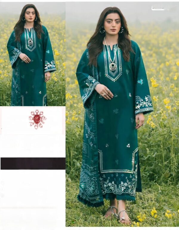 Winter Elegance – Dhanak 3PC With Full Embroidery