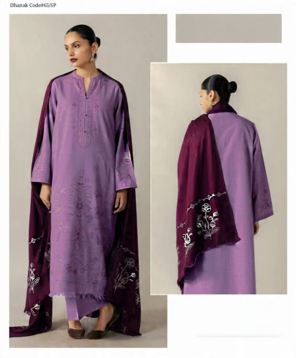 Winter Royalty – Dhanak 3PC With Full Embroidery & Embroidered Shawl