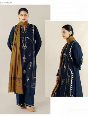 Winter Luxe – Dhanak 3PC With Full Embroidery & Embroidered Shawl