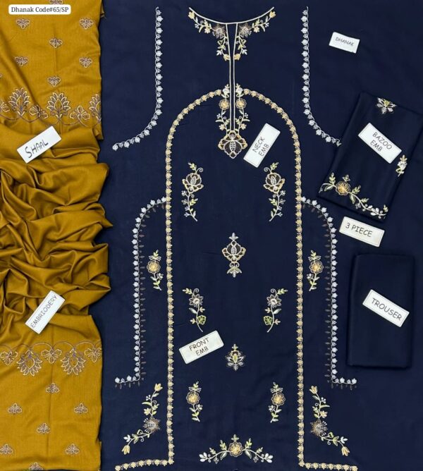 Winter Luxe – Dhanak 3PC With Full Embroidery & Embroidered Shawl