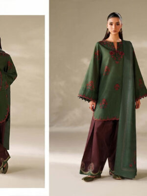 Winter Royal Elegance – Dhanak 3PC With Full Embroidery & Pashmina Wool Dupatta