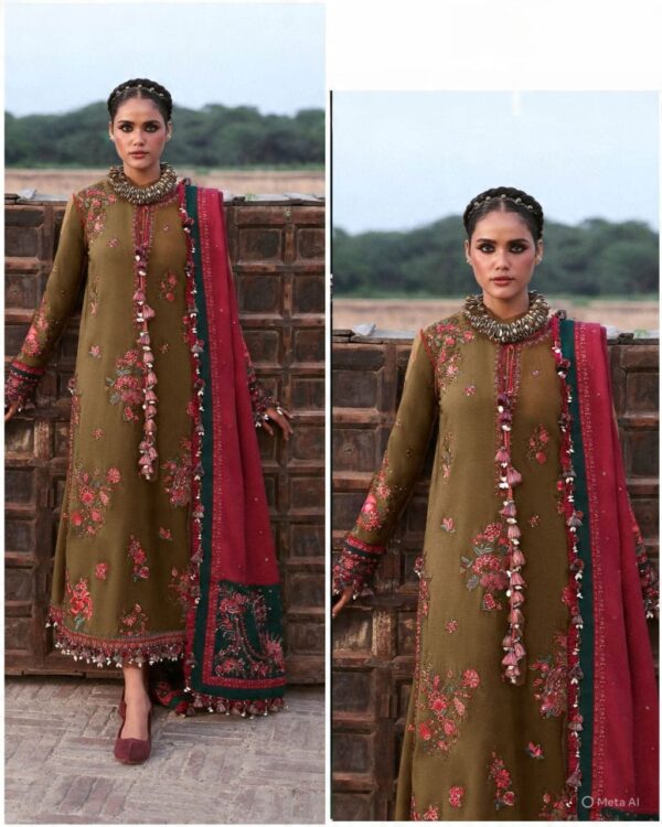 Winter Charm – Dhanak 3PC With Full Embroidery & Pashmina Wool Dupatta