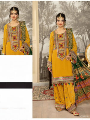 Winter Elegance – Dhanak 3PC With Full Embroidery & Pashmina Wool Dupatta