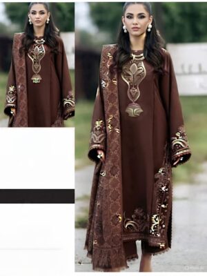 Winter Grace – Dhanak 3PC With Full Embroidery & Pashmina Wool Dupatta