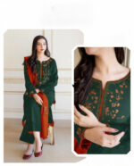 Winter Charm – Dhanak 3PC With Neck Patch & Embroidered Shawl