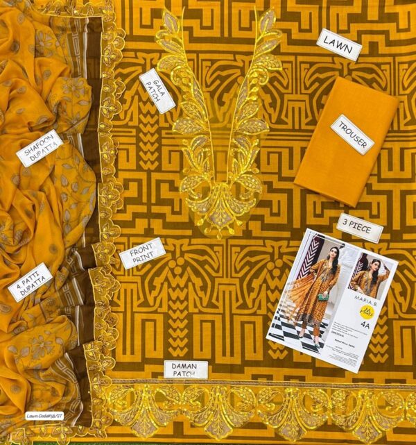 Summer Elegant - Lawn 3PC With 4 Side Lace Dupatta