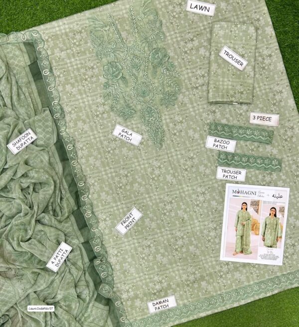 Summer Grace - Lawn 3PC With 4 Side Lace Dupatta