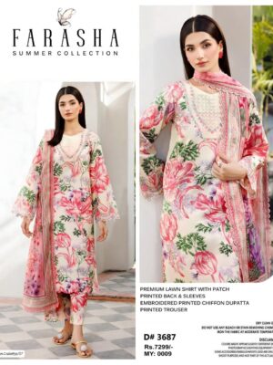 Summer Fashion - Lawn 3PC With Ready To Wear 4 Side Lace Dupatta