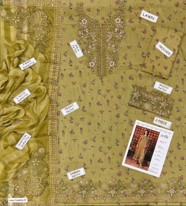 Summer Deluxe - Lawn 3PC With Patches & 4 Side Ready To Wear Dupatta