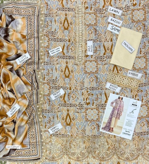 Summer Season Fashion - Bana Dora Lawn 3PC With Patches & Dyed Trouser